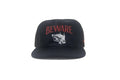 Black cap with 'BEWARE' text and dog graphic on a white background